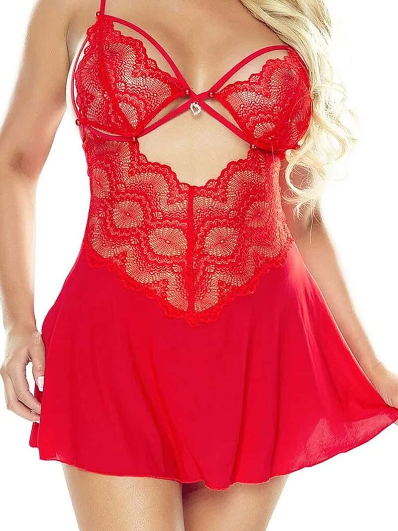 Provocative Seduction Pr7034 Instants Lovers Peek-a-boo Babydoll (red)
