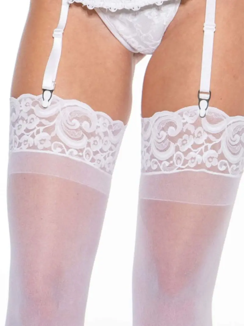Shirley Of Hollywood 90026 Lace Top One Size Stockings (white)
