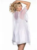 Shirley Of Hollywood Plus Size Sheer Robe & Babydoll Nightdress (white)