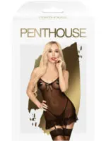 Penthouse Lingerie Guilty Icon Garter Chemise And Thong Set (black)