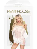 Penthouse Lingerie Lip Smacker Sheer Chemise And Panty Set (white)