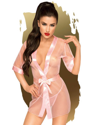 Penthouse Lingerie Midnight Mirage Kimono And G-string Set (rose/pink)
