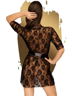 Penthouse Lingerie Sweet Retreat Kimono And Thong Set (black)