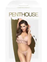 Penthouse Lingerie Double Spice Lacey Bralette And Thong Set (beige/nude)