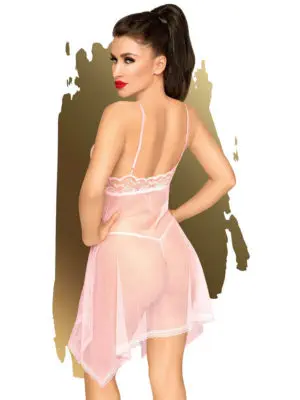 Penthouse Lingerie Naughty Doll Negligee And G-string Set (rose/pink)