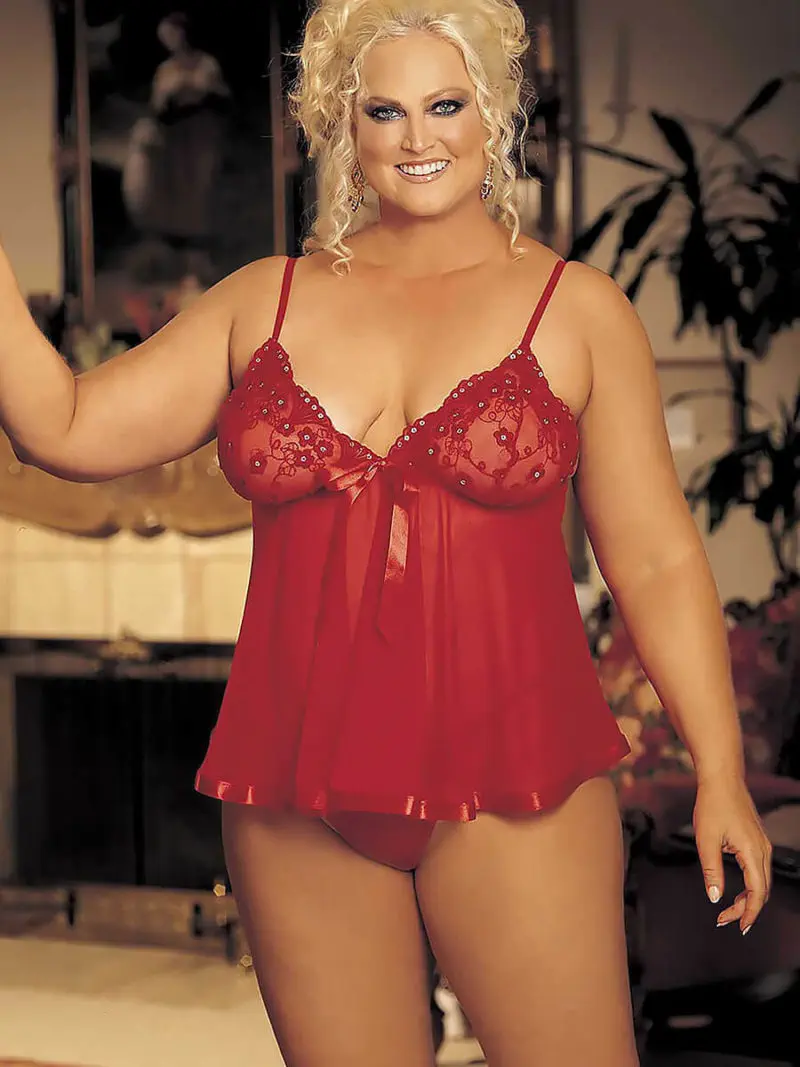 Shirley Of Hollywood 96121q Plus Size Babydoll (red)