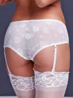 Baci Lingerie Sheer Mesh Crotchless Panty With Garters