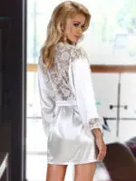 Beauty Night Prilance Satin & Lace Robe And Thong Set (white)