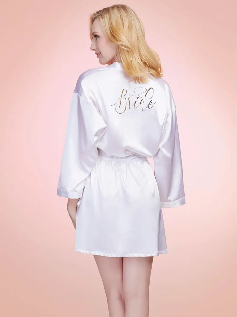 Dreamgirl Satin Charmeuse 'bride' Robe With Front Tie Closure