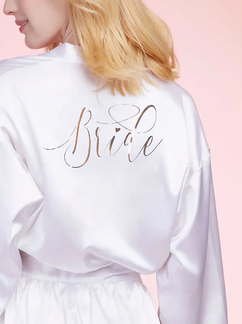 Dreamgirl Satin Charmeuse 'bride' Robe With Front Tie Closure