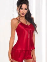 Irall Satin Collection 'aria' Shorts And Cami  Set (burgundy)
