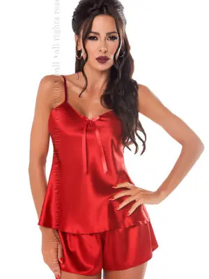 Irall Satin Collection 'aria' Shorts And Cami  Set (hot Red)