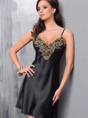 Irall Satin Collection ‘luna’ Nightdress (black/gold)