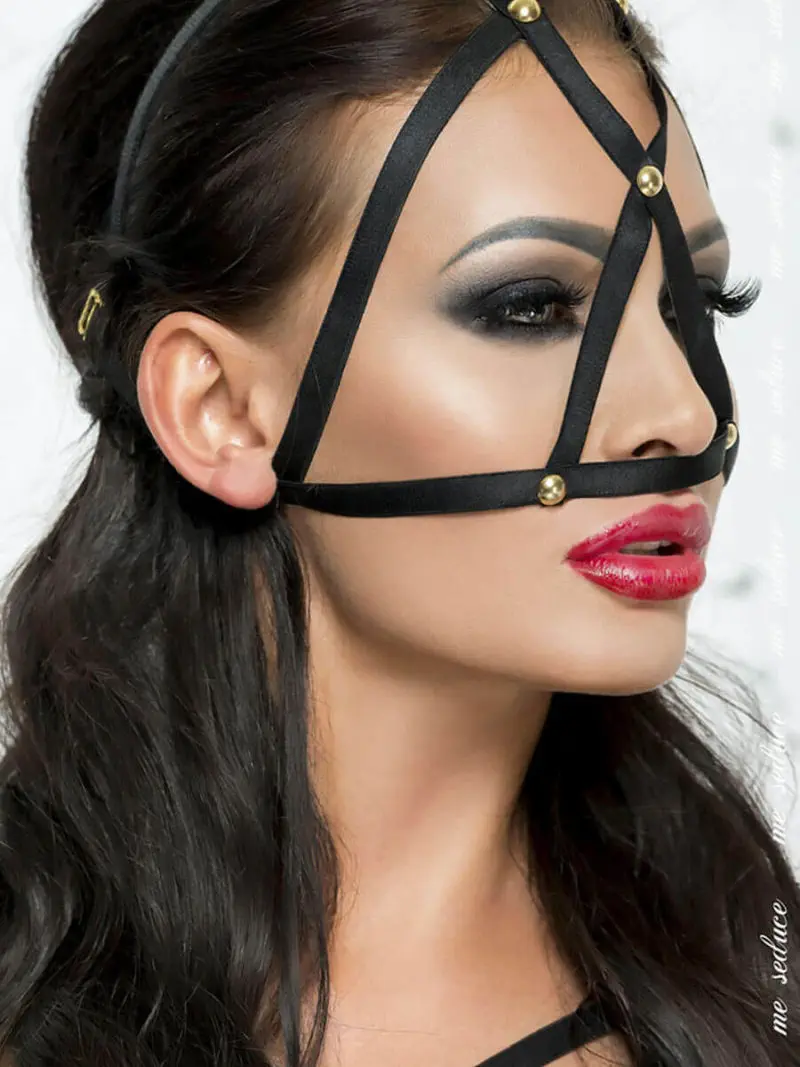 Me Seduce 'mask' 009 Erotic Fantasy Lingerie Straps And Studs (black)