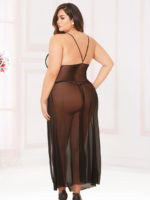 Seven 'til Midnight Sheer Mesh & Lace Gown And Thong Set (plus Size)