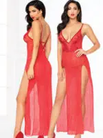 Seven 'til Midnight All That Glitters Long Sexy Gown & Thong Set (red)