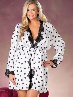 Shirley Of Hollywood X25799 Plus Size Robe (white/black)