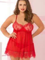 Seven 'til Midnight Sexy Bed Of Roses Lace Babydoll Lingerie Set (plus Size)