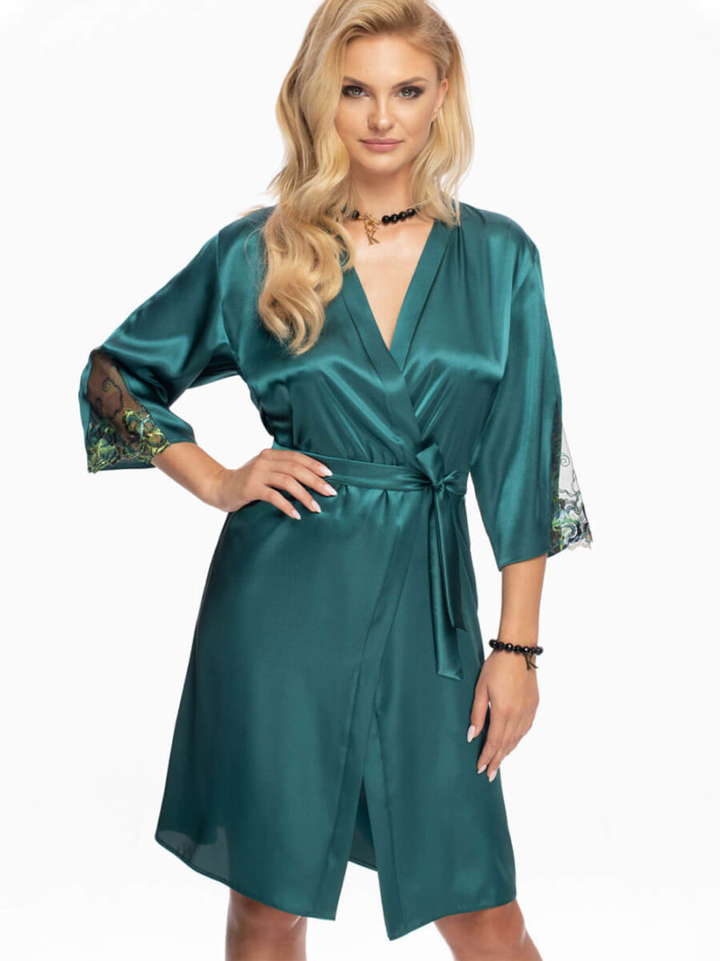 Irall Satin Collection 'nikita' Dressing Gown (jade Green)