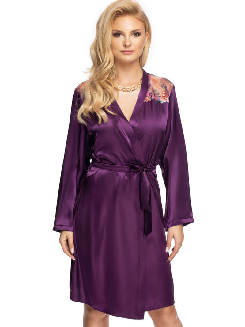 Irall Satin Collection ‘shelby’ Dressing Gown (purple)