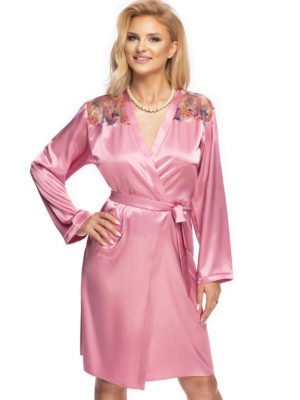 Irall Satin Collection ‘shelby’ Dressing Gown (dusty Rose Pink)