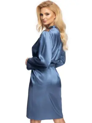 Irall Satin Collection ‘elodie’ Dressing Gown (azure Blue)
