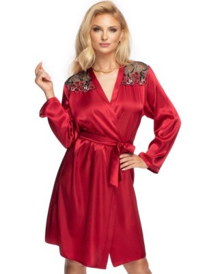 Irall Satin Collection 'elodie' Dressing Gown (burgundy Red)