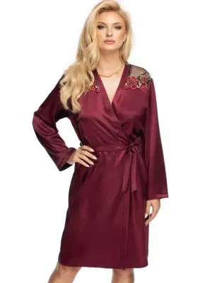 Irall Satin Collection ‘elodie’ Dressing Gown (purple Plum)