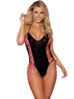 Shirley Of Hollywood 90506 Ribbon Lace Up Body (black & Hot Pink) Shirley Of Hollywood 90506 Ribbon Lace Up Body (black & Hot Pink)