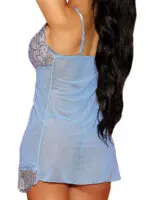 Shirley Of Hollywood 96850 Sheer Babydoll With G-string (light Blue)