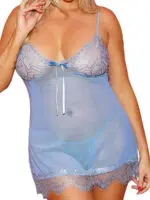Shirley Of Hollywood 96850q Sheer Babydoll With G-string (light Blue)