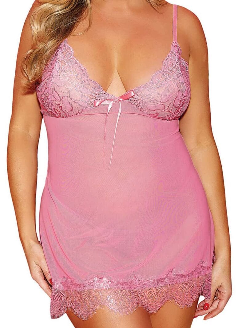 Shirley Of Hollywood 96850q Sheer Babydoll With G-string (powder Pink)
